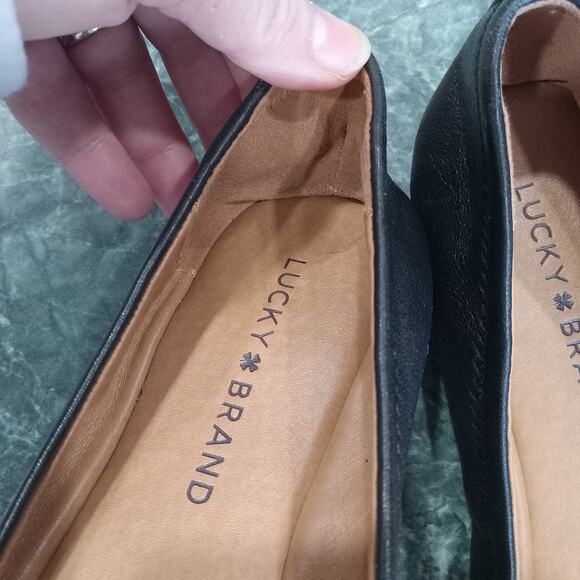 Lucky Brand ELAINY Black Soft Leather Ballet Flats Size 8 M Round Toe Cushioned - Picture 7 of 8